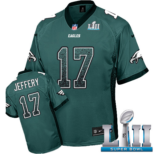 Nike Eagles #17 Alshon Jeffery Midnight Green Team Color Super Bowl LII Men's Stitched NFL Elite Drift Fashion Jersey - Click Image to Close